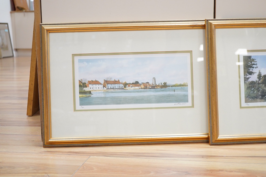 Matthew Alexander (b.1953), ‘The Mill, Rye, Sussex’, ‘Alfriston Church, Sussex’ and ‘Langstone Tide Mill, Hampshire’, set of three colour prints, each signed in pencil and limited edition of 850, together with a limited